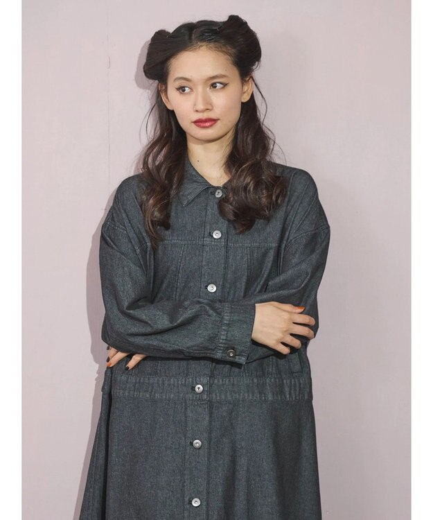 Green Parks ■ＥＳＣＡＲ　デニムジャケットワンピース Black