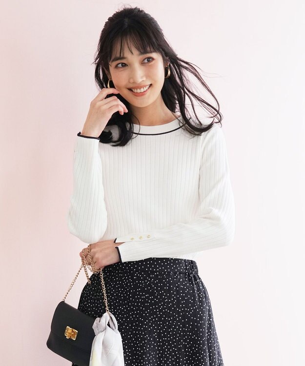 ANY SIS ラインポイント ニット オフ