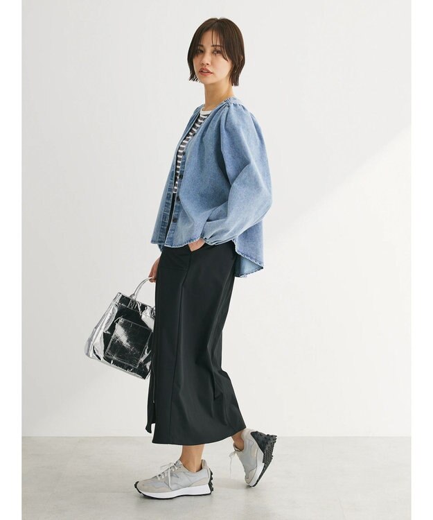 Green Parks フロントＺＩＰセミフレアスカート Black