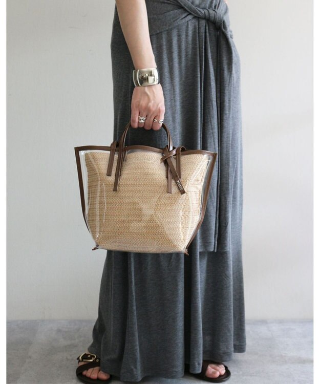 MORROW by thank 【軽量】CECILY OW 2way バッグ 1インナーSET ブラウン X N.ラフィア