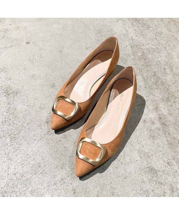 MODE ET JACOMO <MODE ET JACOMO>ポインテッドトゥバックルパンプス キャメルスエード