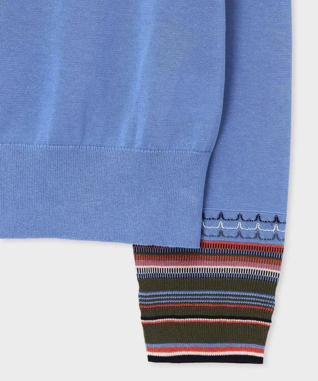 Paul Smith デザイン ステッチ Vネック カーディガン サックスブルー