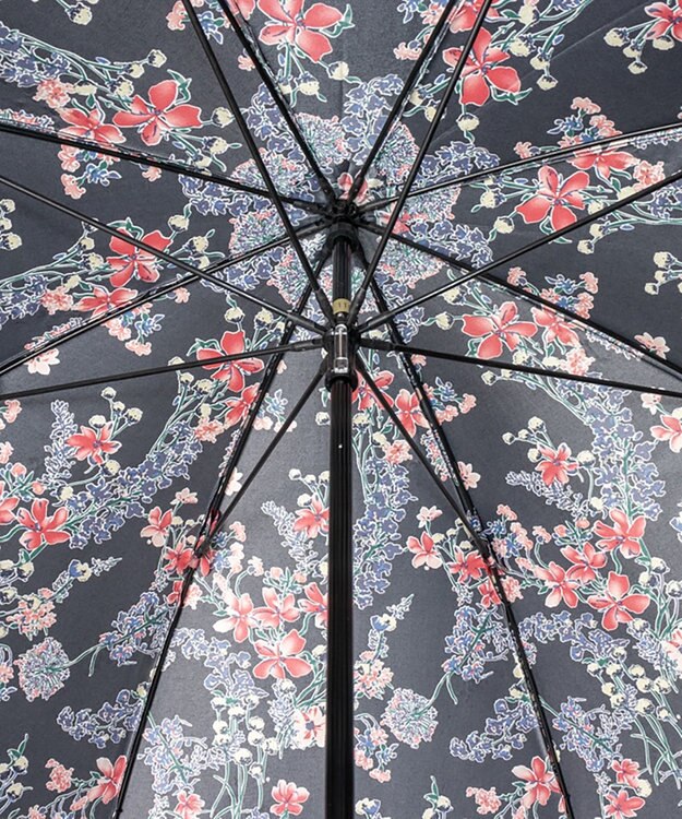 AURORA ジルスチュアート　フラワープリント長傘 ブラック