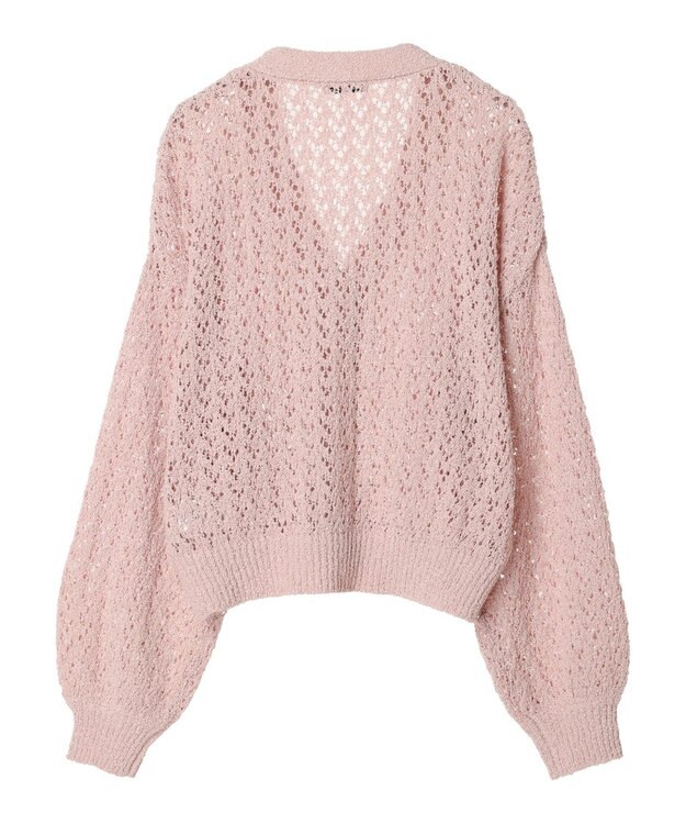 earth music&ecology ファンシーヤーンすかしニットカーディガン Pink