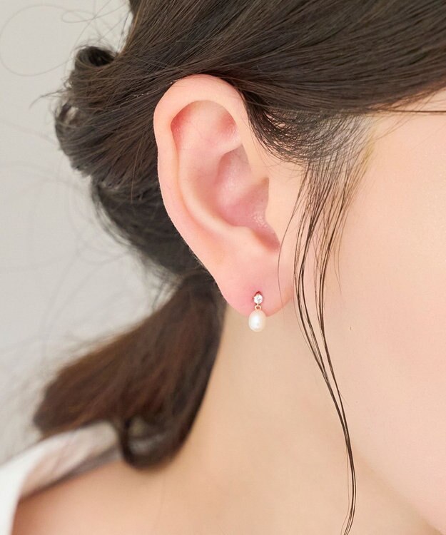 Phoebe 【K10】エリプスパールビジューピアス ゴールド
