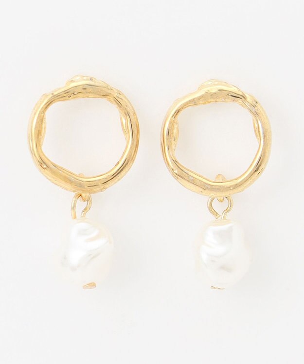 ANY 【WEB限定】ゴールドリングパールピアス(両耳用) ゴールド系