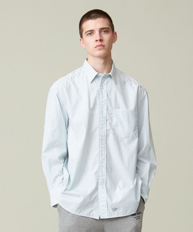 J.PRESS YORK STREET 【UNISEX】タイプライターストライプ シャツ グリーン系1