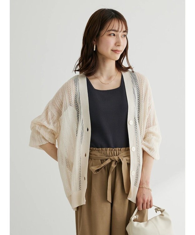 Green Parks スクエアネックニットタンクトップ Charcoal Gray