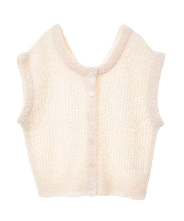 earth music&ecology ファンシーヤーンベスト Ivory