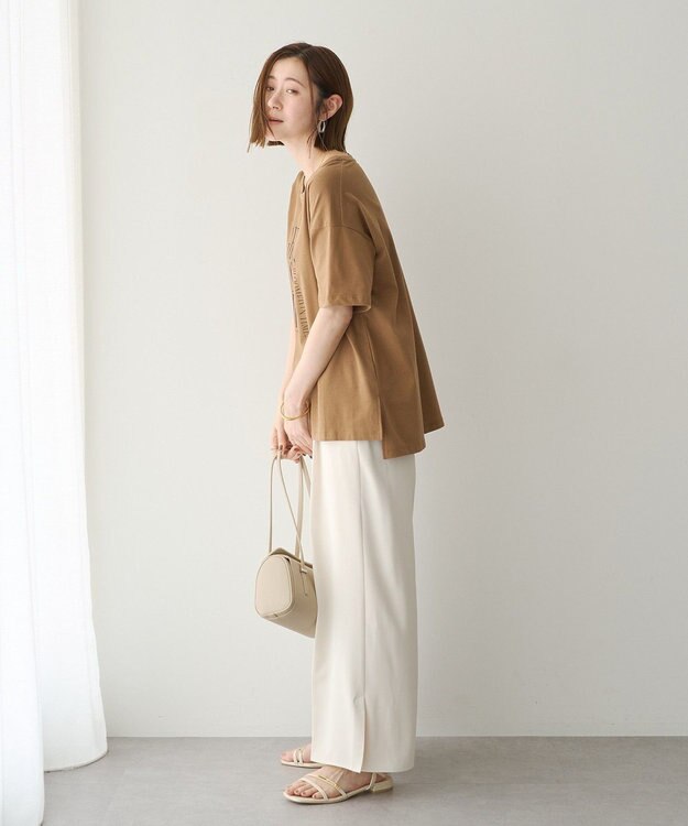 YECCA VECCA 【接触冷感】COOLスリットワイドパンツ Ivory