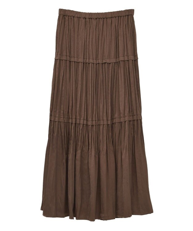 YECCA VECCA ランダムプリーツサテンマーメイドスカート Brown