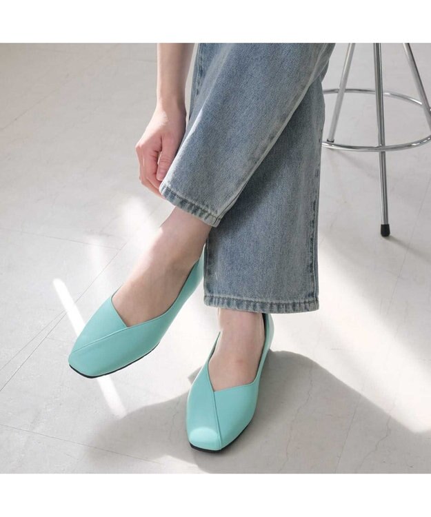 Pointer 日本製 本革Vカットパンプス ブルー