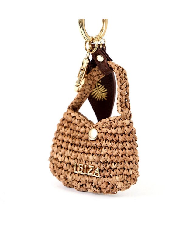 IBIZA ラフィア　チャーム（バッグ） 濃茶
