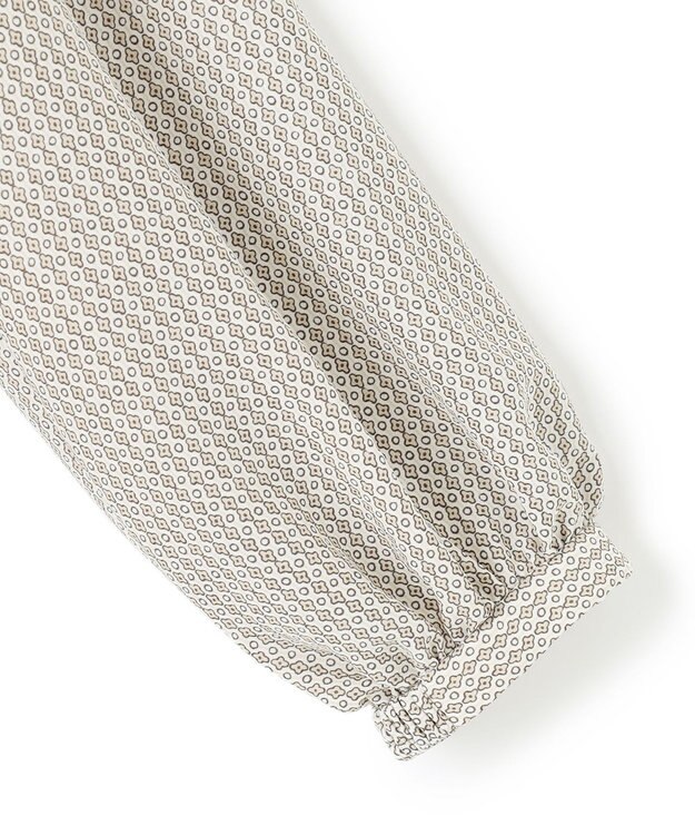 23区 L 【洗える】ヴィンテージ プリント ボウタイ ブラウス ベージュプリント