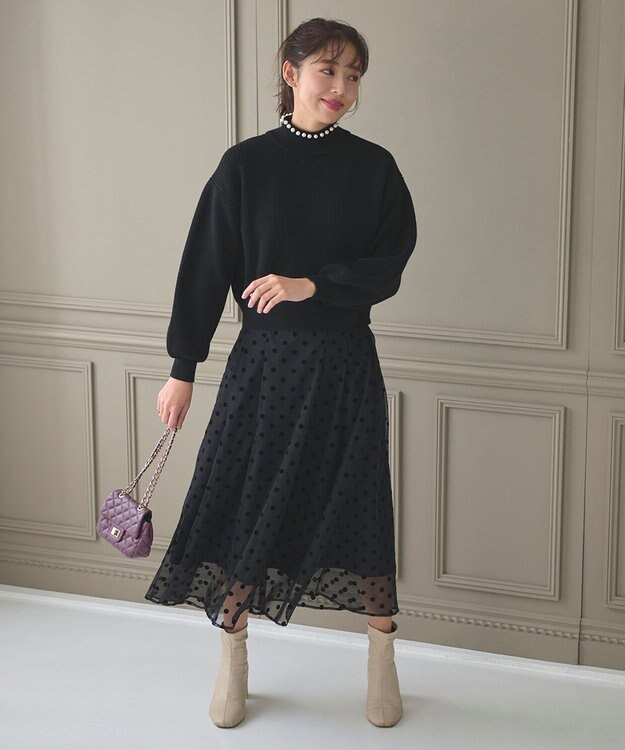 Feroux フロッキーチェック・ドット スカート ブラック系9