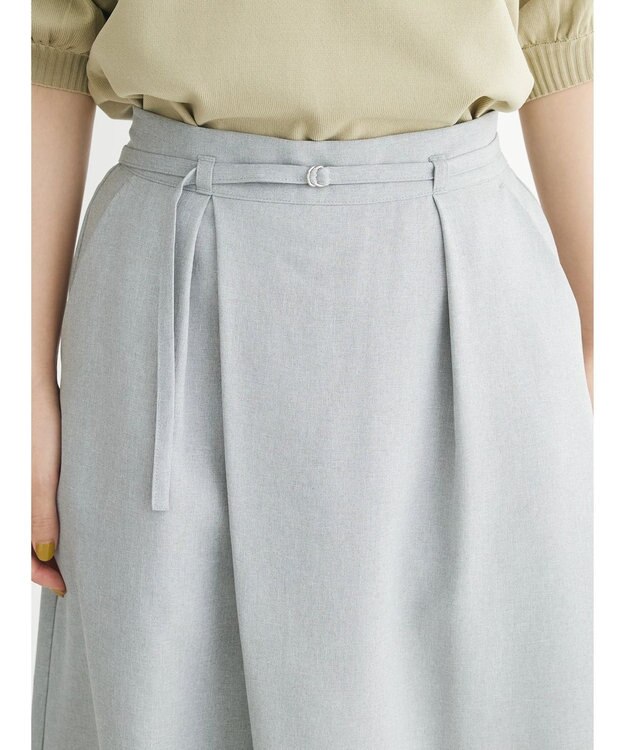 Green Parks 接触冷感　ベルト付ガウチョパンツ Gray Mixture