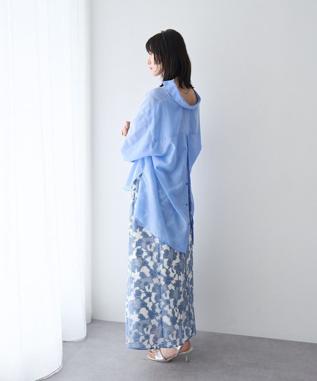 YECCA VECCA バック釦シアーシャツ Blue