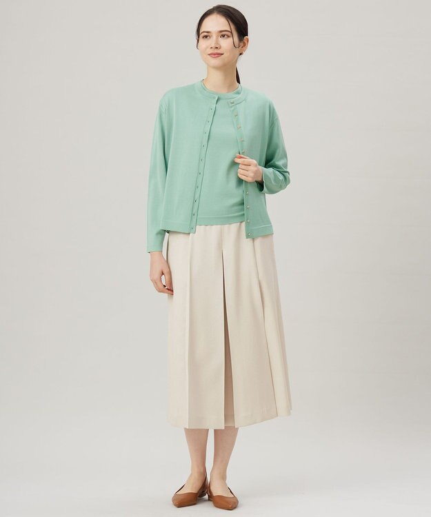 自由区 【セットアップ対応・接触冷感・洗える】リネンライクシンセティックキュロット パンツ フラックス