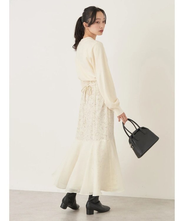 earth music&ecology 切替フラワースカート Ivory