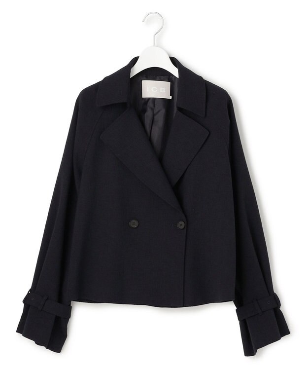 ICB 【先行予約】 ミックスブッチャー ショートトレンチコート ネイビー