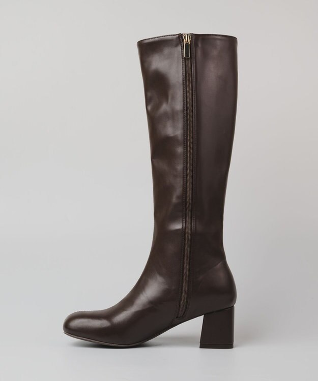 BONTRE 【PRECIEUX JOUET/プレシュウジュエ】オブリークジップロングブーツ ダークブラウン