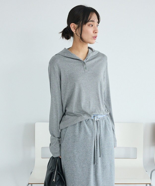 CRAFT STANDARD BOUTIQUE ハイネックハーフボタンプルオーバー Gray Mixture