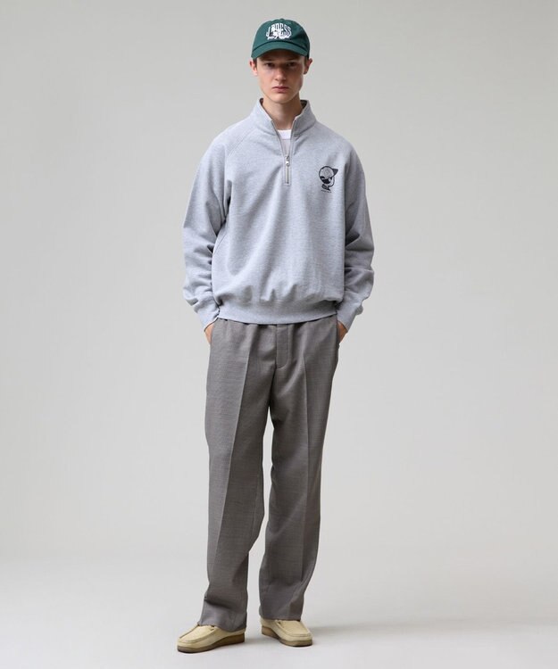 J.PRESS MEN 【AaronChang】【UNISEX】ワンポイントハーフジップ スウェットシャツ ライトグレー系
