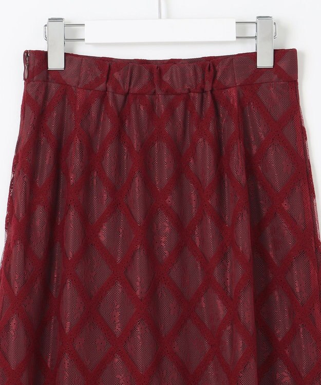 Feroux 【洗える】シアーチェック マーメイド スカート ワイン系2