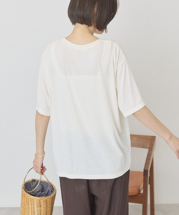 AMERICAN HOLIC 【先行予約】【マルチ機能】配色ステッチルーズTシャツ Ivory