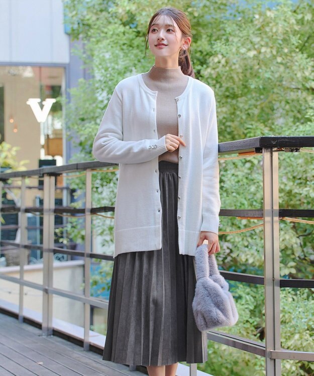 Tiaclasse 【新色追加】スエードポンチプリーツスカート チャコールグレー