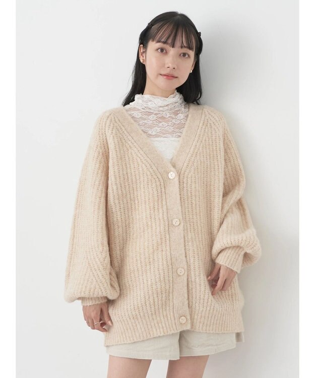 earth music&ecology フワフワＭＩＸヤーンカーディガン Light Beige
