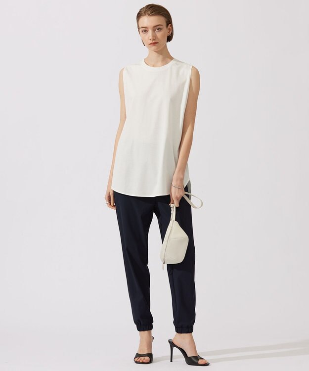 ICB L 【接触冷感・洗える】コンパクトスムース ノースリーブTシャツ オフホワイト系