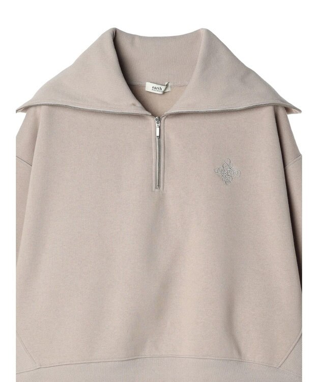 earth music&ecology ハーフＺＩＰ裏起毛プルオーバー Pink Beige