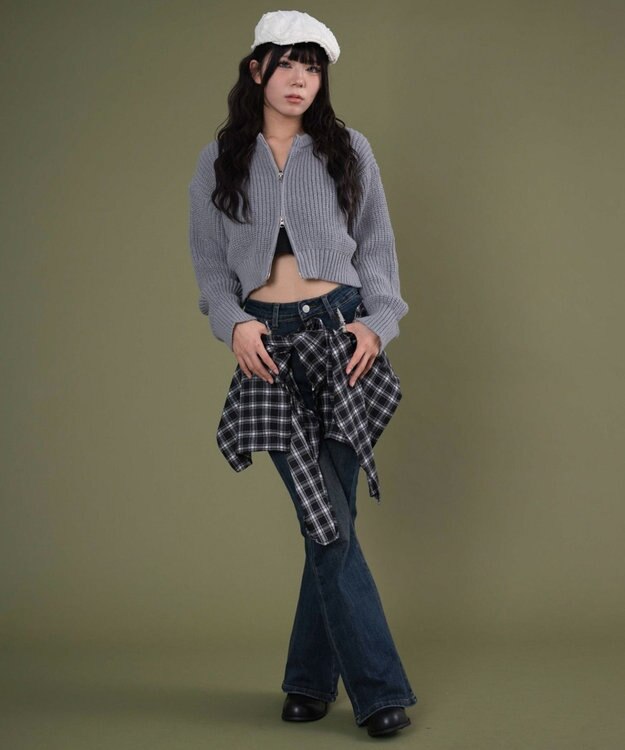 WEGO フェイクスリーブフレアデニム デニム中濃色