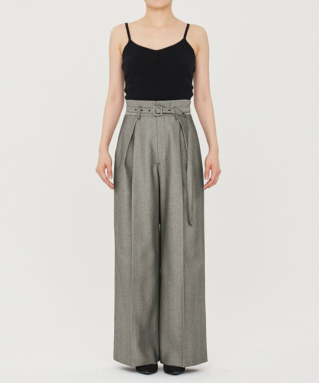 uncrave ヘリンボーンスーツ ワイドパンツ（uncrave WHITE） へリンボーンブラック