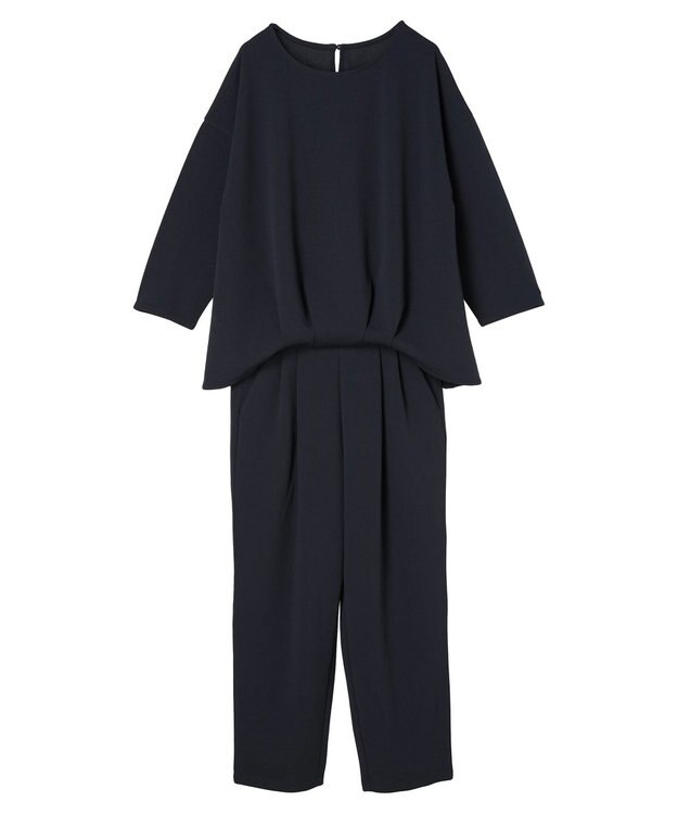 CRAFT STANDARD BOUTIQUE ８分丈ウエストタックオールインワン Navy