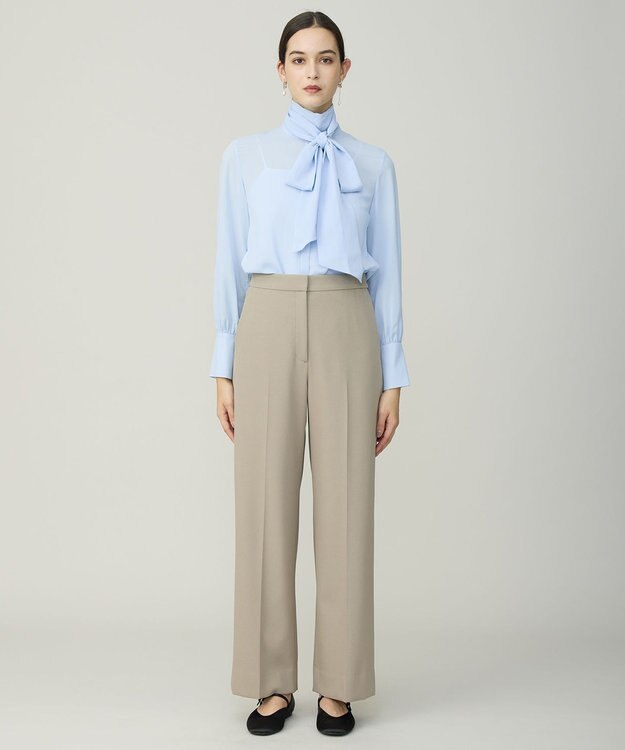 ICB 【洗える】 トリアセボディシェルピーチ ワイドパンツ ライトカーキ系