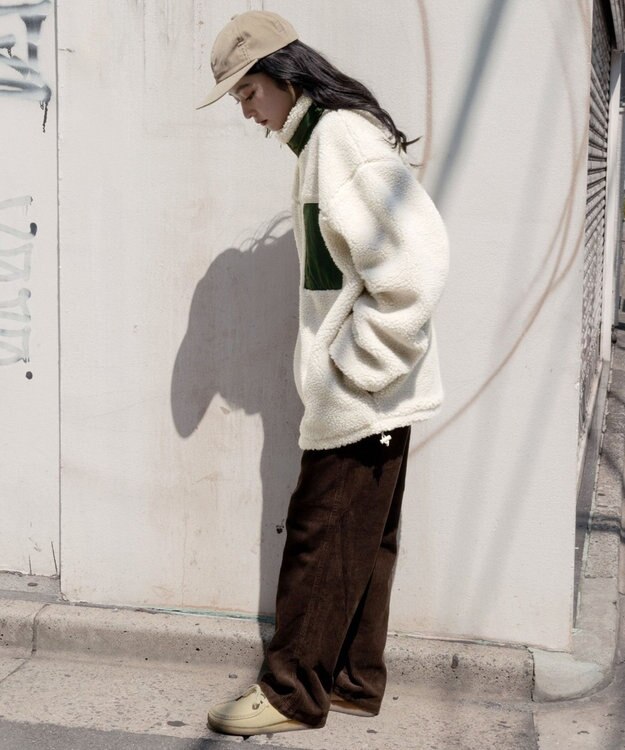 WEGO 【ユニセックス着用ITEM/ウエストゴム/SMLサイズ展開】コーデュロイイージーストレートパンツ ダークブラウン