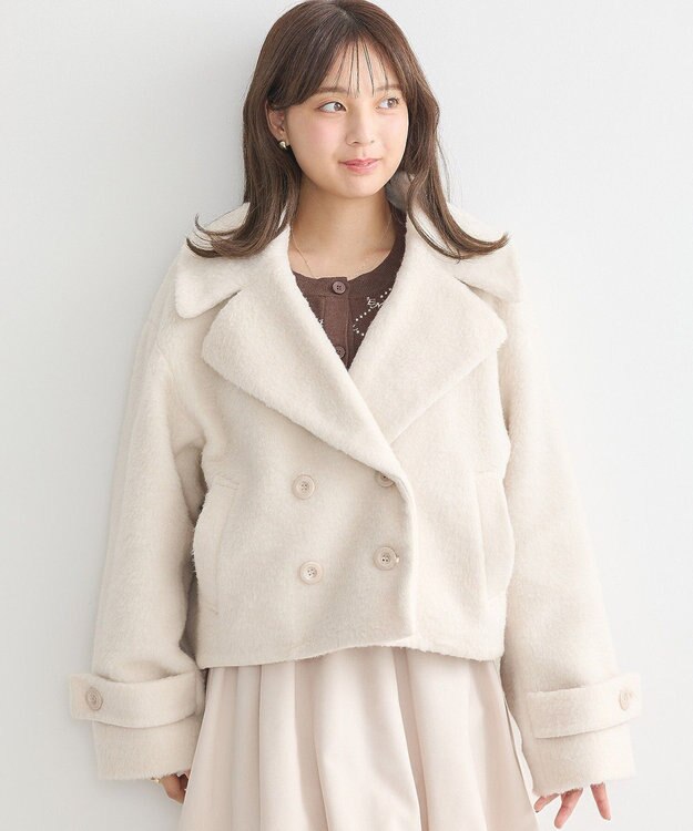 earth music&ecology シャギーショートコート Ivory