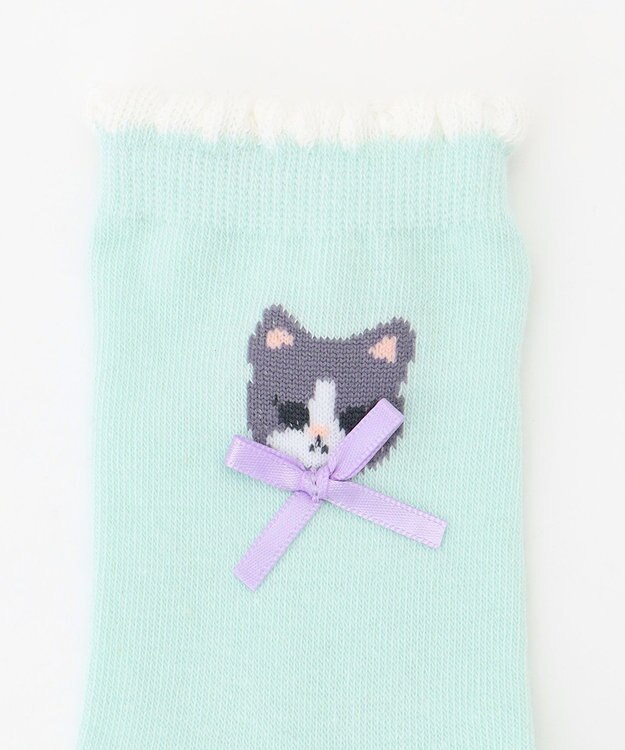 ANY KIDS 【3点セット】ソックス （ネコ×リボン） ミント