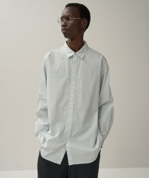 ATON COTTON LAWN | オーバーサイズシャツ - UNISEX NAVY