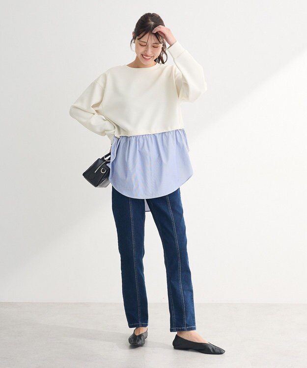 Green Parks ＧＵＭストレッチパネル切り替えデニムパンツ Indigo