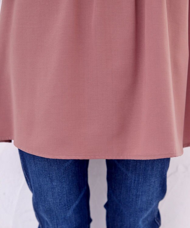 Tiaclasse L 【洗える】麻調ピンタックチュニックブラウス ピンク