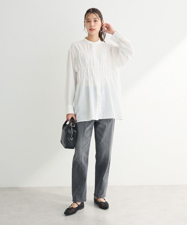 Green Parks ＧＵＭストレッチパネル切り替えデニムパンツ Black