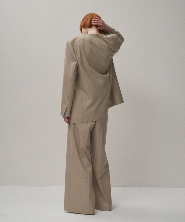 ATON WOOL SILK TWILL | タックレスワイドパンツ TOP BEIGE
