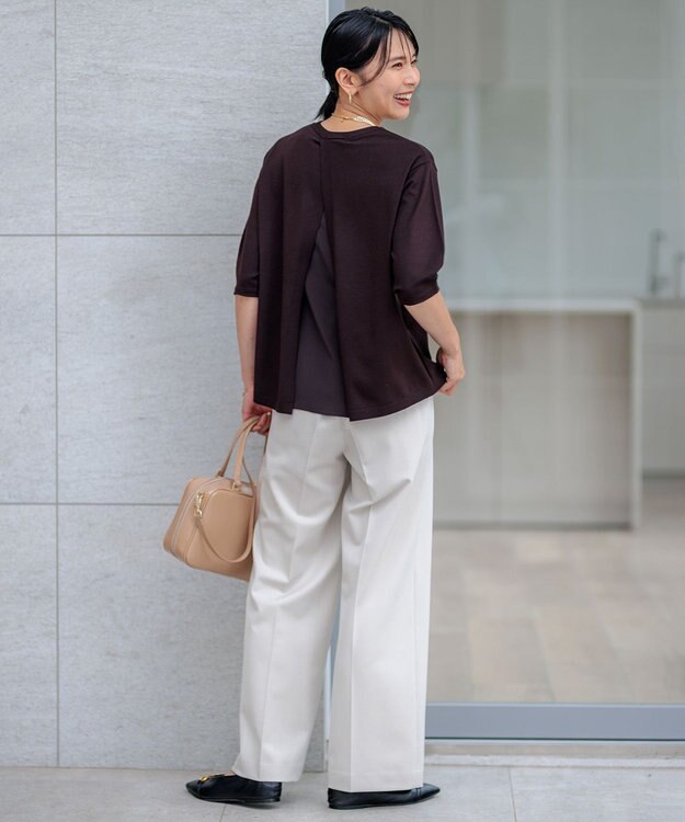 23区 【CLASSY.2月号掲載/洗える】TRストレッチギャバ ワイドパンツ アイボリー系