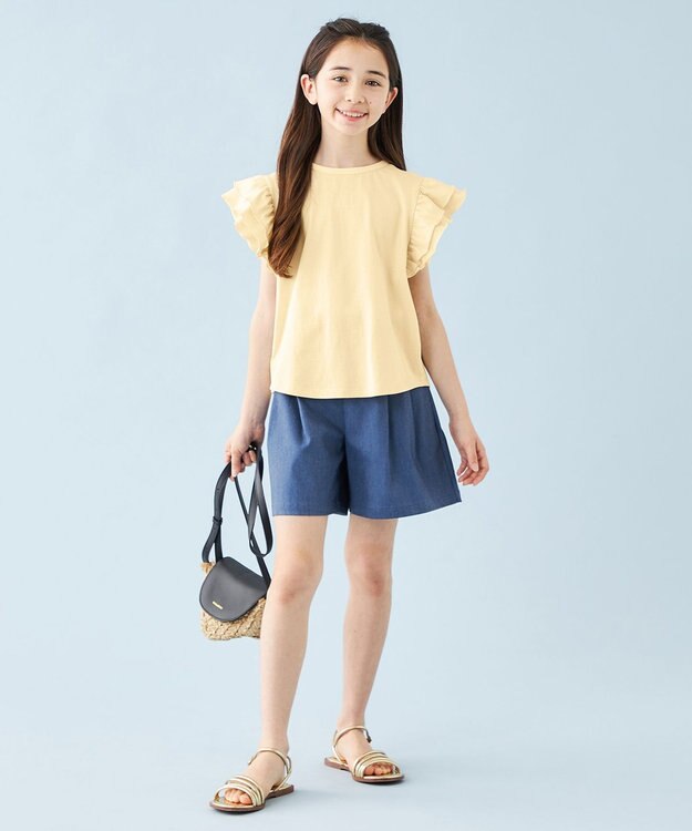 UNFILO 【110-150cm】アソート デザインTシャツ イエロー[フリルスリーブ]