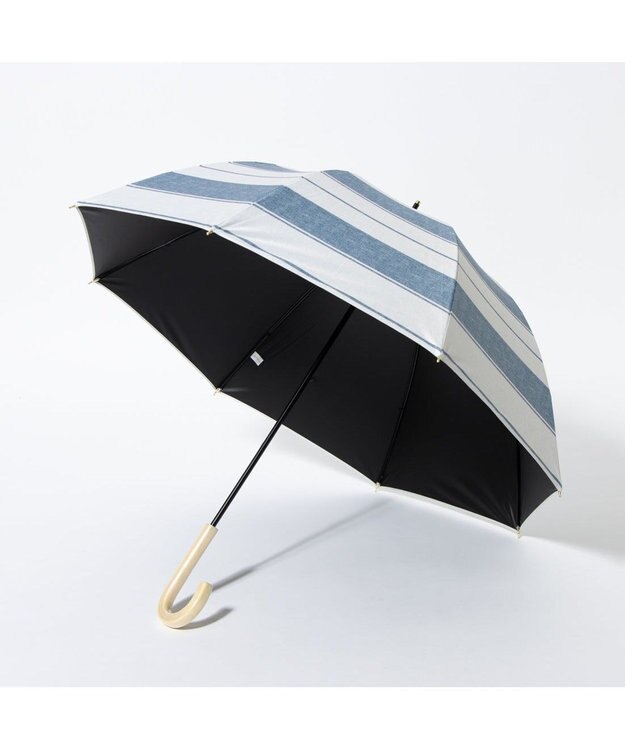 UNBILLION cache nez / 麻調ボーダーバルーンショートパラソル ブルー