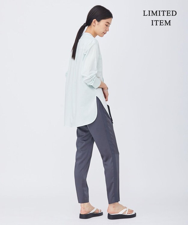 ICB 【WEB限定・洗える】ライクアウーブン バンドカラーカットソー ライトグリーン系