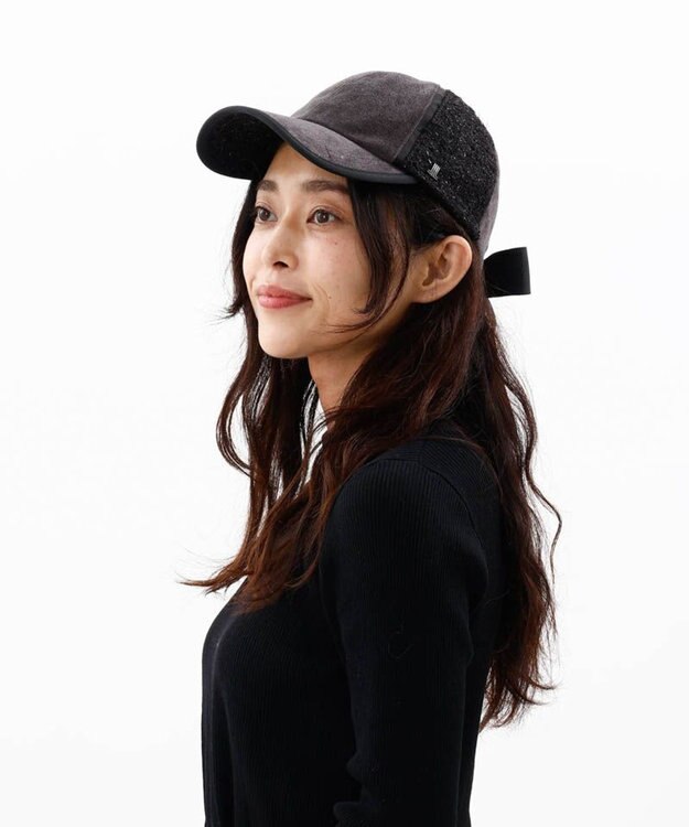 AURORA 【 LANVIN en Bleu （ランバン オン ブルー）】ベロアリボンキャップ ミディアムグレー